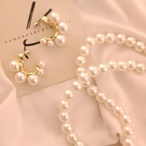 pearl hoop and necklace combo